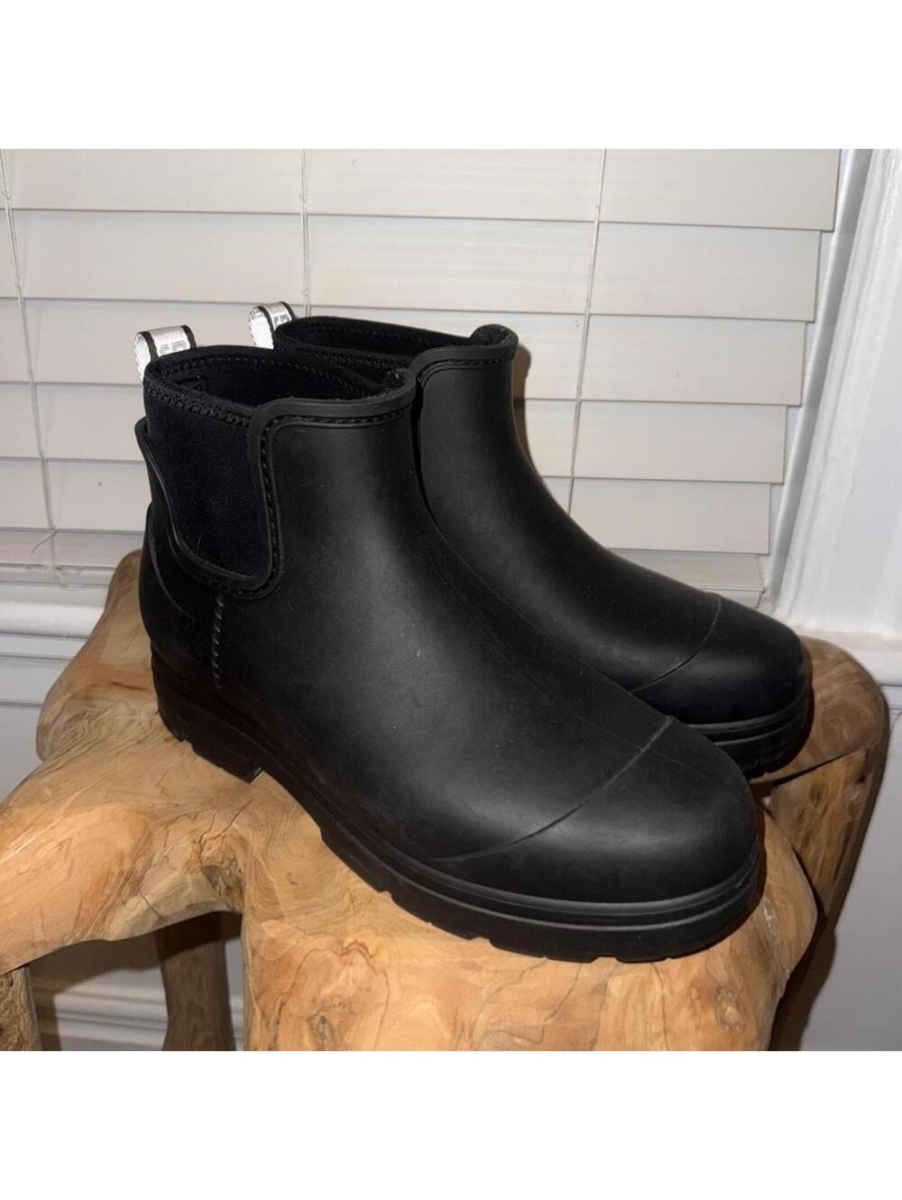 UGG Droplet Waterproof Rain Boots in black.
